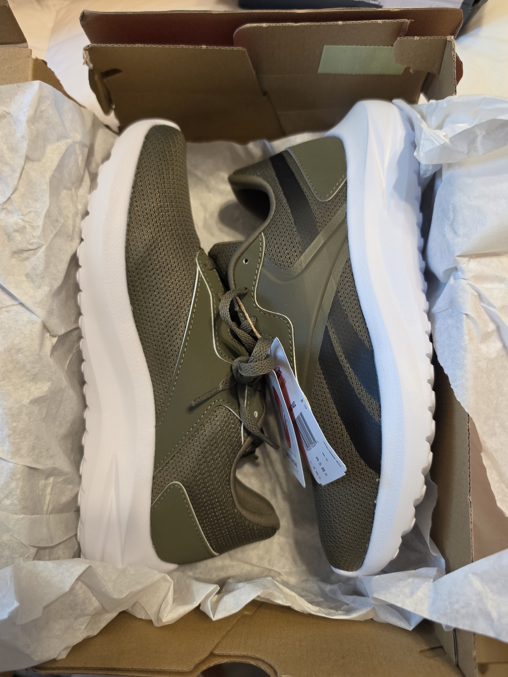 Reebok Men's Olive Green and White Athletic Sneakers